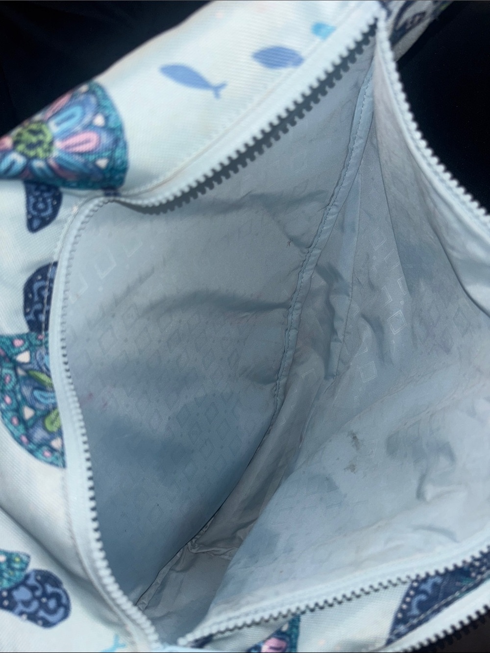 Vera Bradley Light Blue Sea Turtle Sling Backpack with Multicolor Accents - Picture 2 of 3